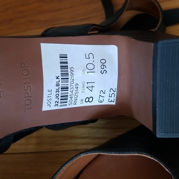 TOPSHOP Jostle Black Ankle Wrap heeled Sandals - Women's Size 10.5 - Picture 2 of 4